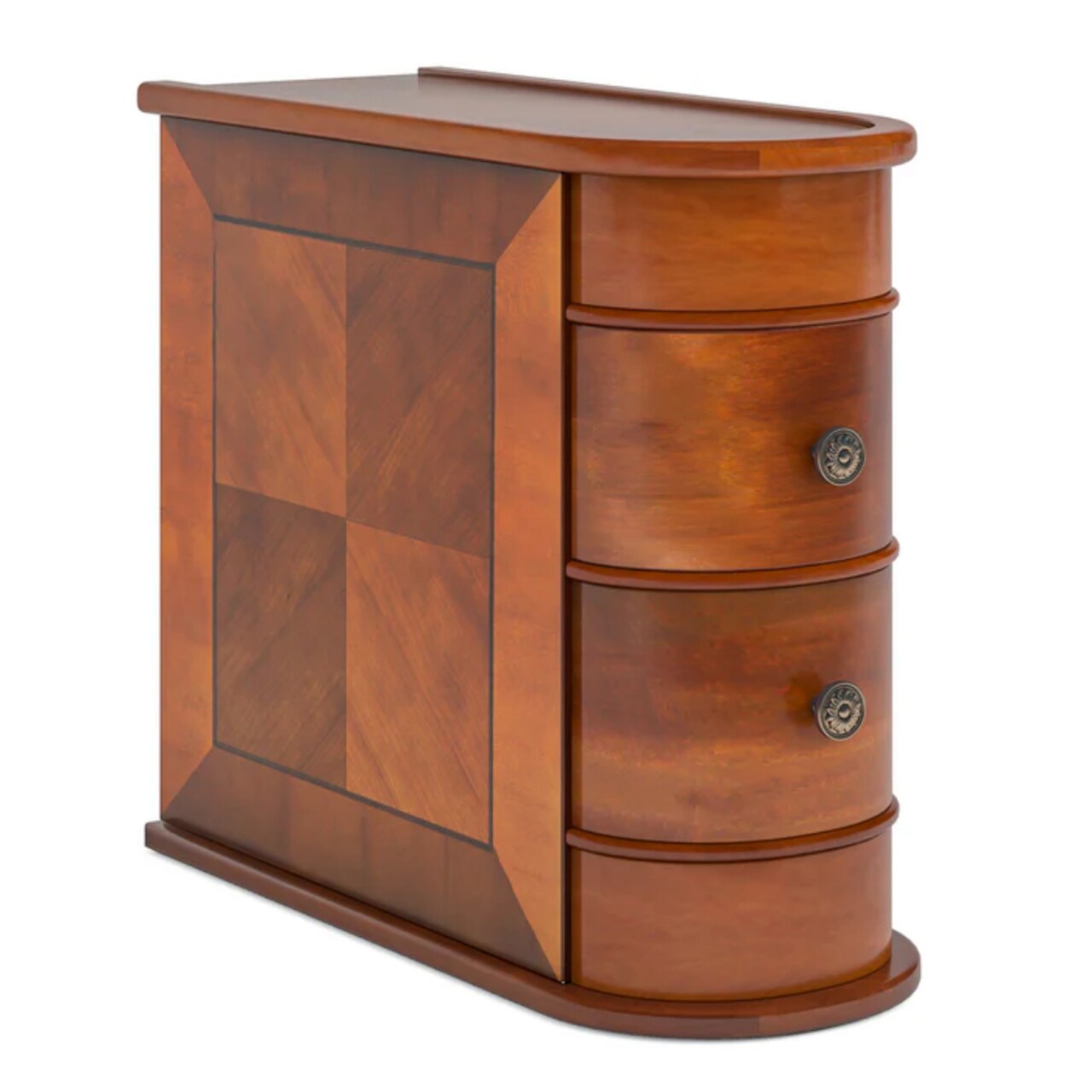 Tall Wooden End Table with Storage Drawer, Slim Side Table for Small Spaces